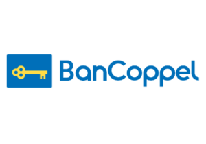 Logo de BanCoppel con icono de llave, representando servicios financieros y tarjeta de crédito BanCoppel Visa en México.